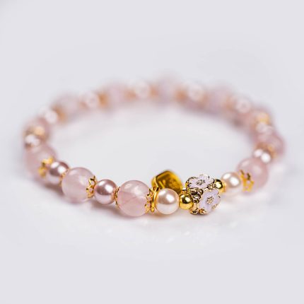 Rose Quartz & Pearl Good Luck Bracelet for Attracting Love