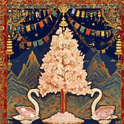 Tibetan Zen Pink - Shadow Affinity - Drawing Tree