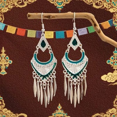 Double Blessings Gourd Tibetan Treasure Vase Earrings