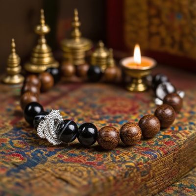 Bracelet | Prosperity, Power | Feng Shui-Inspired | Agate, Golden Sandalwood | Dragon Motif