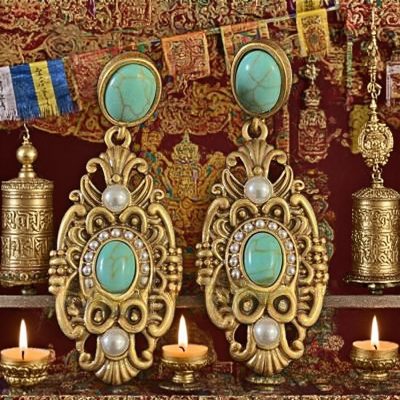 Brahma Secret Pattern Turquoise Totem Earrings