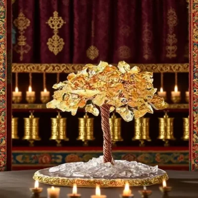 Tibetan Zen Golden - Branch Crystal - Leaf Wealth - Gathering Tree