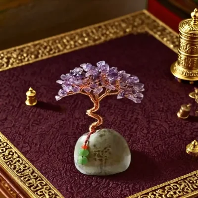 Tibetan Zen Amethyst Tree on Stone
