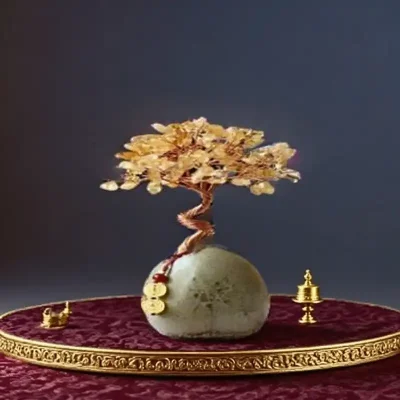 Tibetan Zen Golden - Crystal Tree on Stone