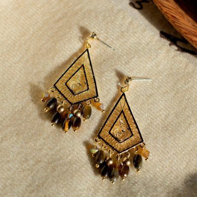 Gilded Summer - Bohemian Tiger's Eye Fringe Earrings
