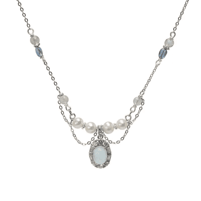 Natural Aquamarine Sterling Silver Necklace