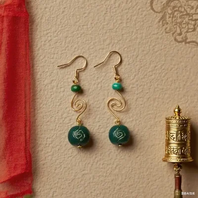 Tibetan Cloud Pattern Snowba Glass Earrings
