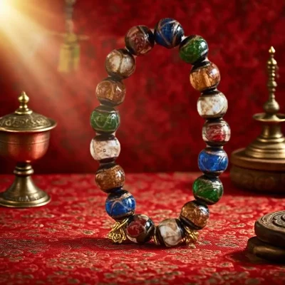 A chain of auspicious seven-colored clouds bringing blessings
