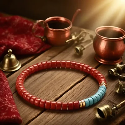 Tibetan Turquoise South Red 18k Gold Bracelet