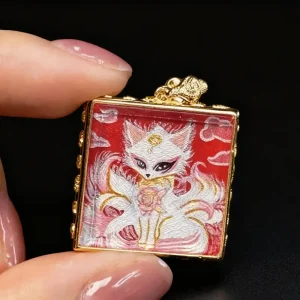 Nine-Tailed Fox Charm Thangka Talisman - Enhance Charisma&Attract Romance&Harmonize Relationships