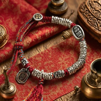 Tibetan Silver Color Rope Bracelet