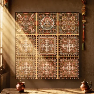 Thangka Vajra Realm Mandala Tibet Modern Light Luxury Decorative Painting Entrance Living Room Tea Room Background Wall Mural Hanging Painting