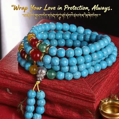 Natural turquoise multi-loop bracelet