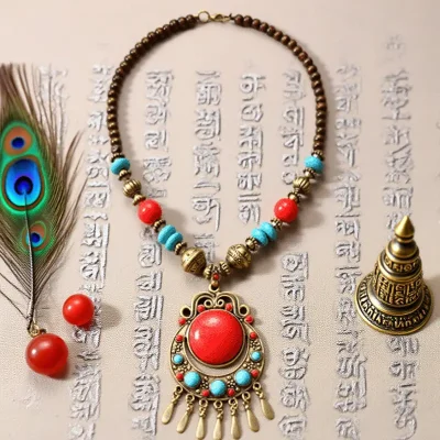 Tibetan consecrated agate necklace