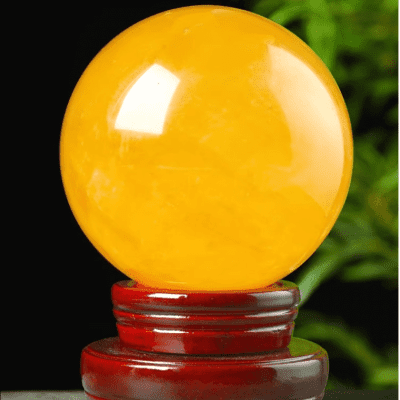Natural Yellow Real Crystal Ball Raw Stone Kitchen Living Room Office Decoration Ornament High-Grade Lucky Feng Shui Fortune-Transferring Ball Ornament