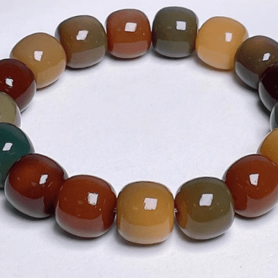 Duobao white jade Bodhi root bracelet