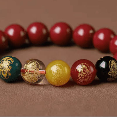 Five-way God of Wealth cinnabar bracelet