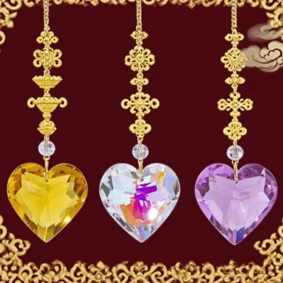 Rainbow Heart Crystal Pendant Set