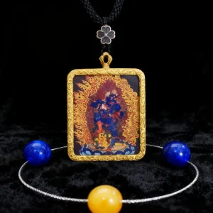 Mahakala Guardian Thangka Pendant - Attract Wealth & Protection, Remove Obstacles, Achieve Success