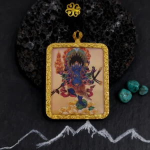 Yamantaka Wisdom Thangka Pendant - Destroy Ignorance, Perceive Reality, Swift Enlightenment